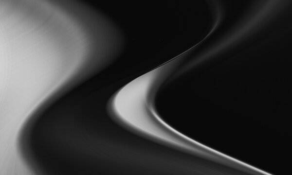 Abstract solid black background with soft gray-white gradients and flowing, luminous curved lines.
