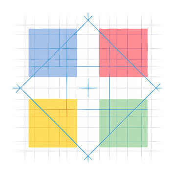 Flat color quadrant graph with diagonal lines