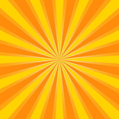 Obraz premium Orange and yellow sunburst background with radial rays in retro art style