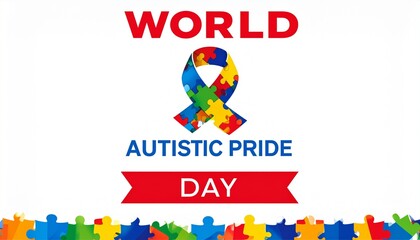 Fototapeta premium World Autistic Pride Day Ribbon Design