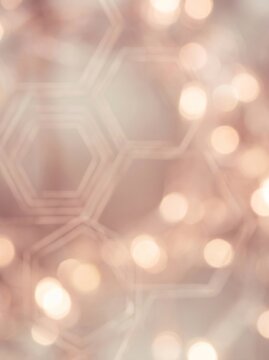 Abstract hexagon geometric pattern background texture with golden bokeh light.