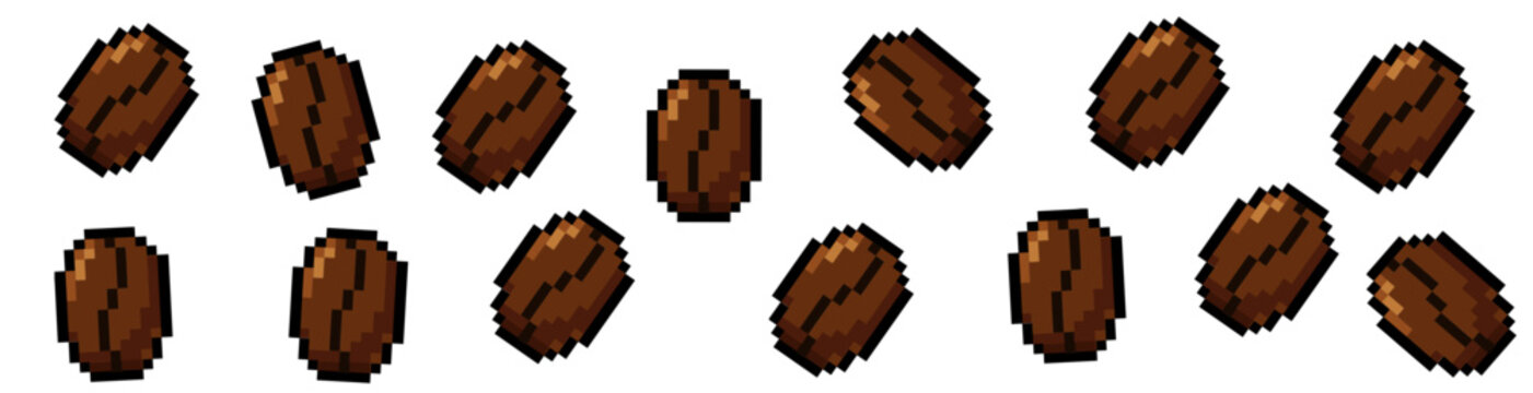 retro pixel falling coffee beans 8-bit game design