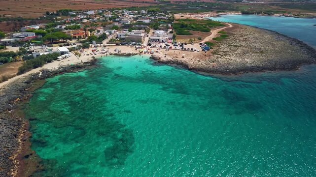 Aerial view of the Adriatic coastline in Northern Salento