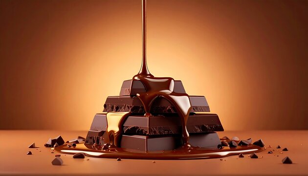 Rich Dark Chocolate Pieces with Melting Chocolate Drizzle