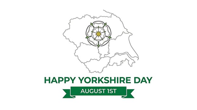 Yorkshire day celebration featuring white rose and regional map outline