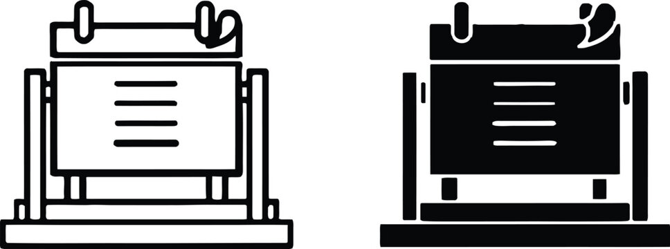 Two old computer monitors side by side showing empty screens on a desk Vector