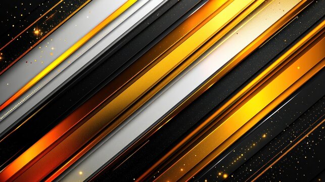 Gold and silver lines stretch across a dark background for a striking effect