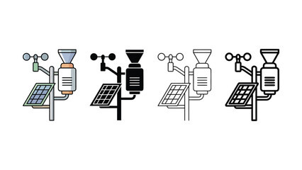 Four solar powered weather stations with anemometers and coffee grinders  renewable energy systems © MSTSENOARA