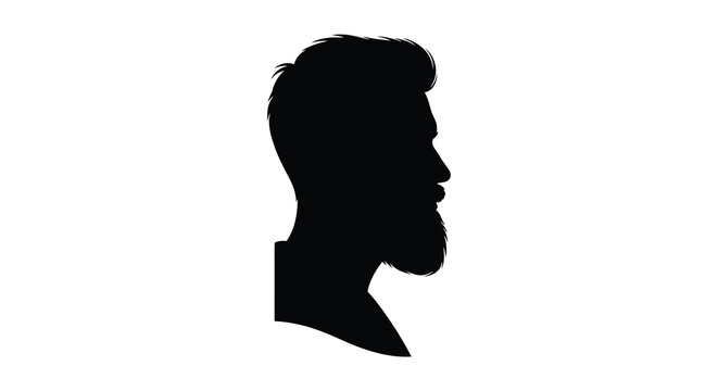 Bearded man s head profile black silhouette against white background