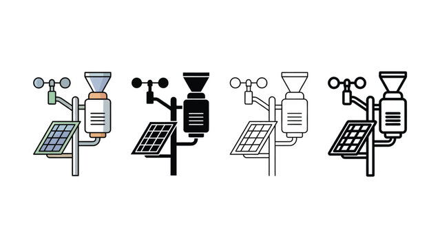 Four solar powered weather stations with anemometers and coffee grinders  renewable energy systems
