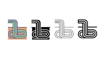 Set of stylized lowercase letter b logos with creative typography and colorful designs © MSTSENOARA
