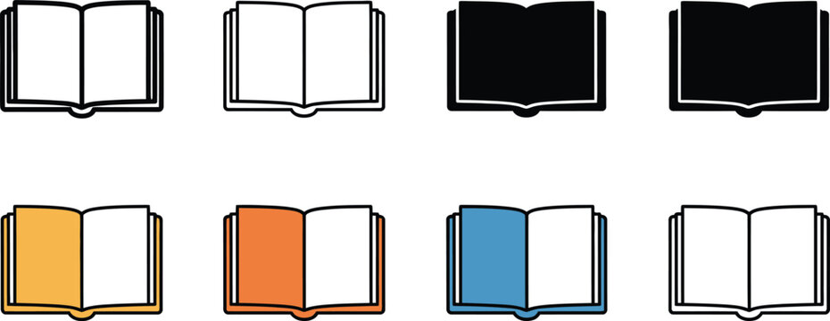 Open book with blank pages turning from colorful to black and white outline Vector