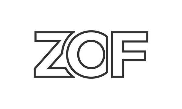 ZOF logo design template with strong and modern bold text. Initial based vector logotype featuring simple and minimal typography. Trendy company identity.