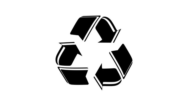 Recycle symbol, black isolated vector silhouette