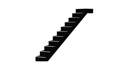 Fototapeta premium Staircase Silhouette On White Background Minimalist Architectural Form Silhouette