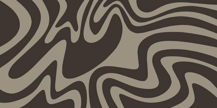 Retro chocolate brown and taupe groovy wavy abstract background