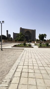Samarkand, Uzbekistan - 04 04 2025: Registan Square in Samarkand, Uzbekistan, historic Islamic architecture