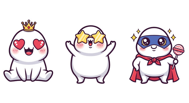Cute Ghost Characters in Fun Costumes and Poses.