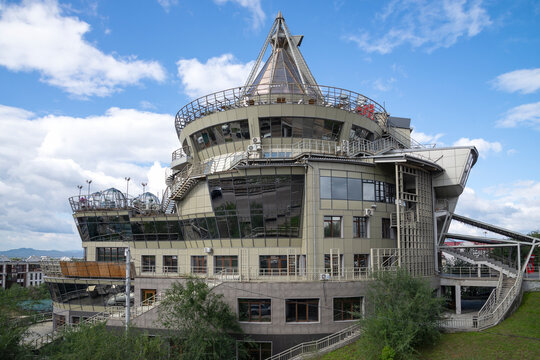 ULAN-UDE, RUSSIA - SEPTEMBER 05, 2025: Modern building "Evenki center "Arun". Ulan-Ude, Buryatia