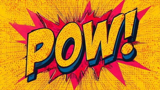 Retro comic book style POW! sound effect explosion animation