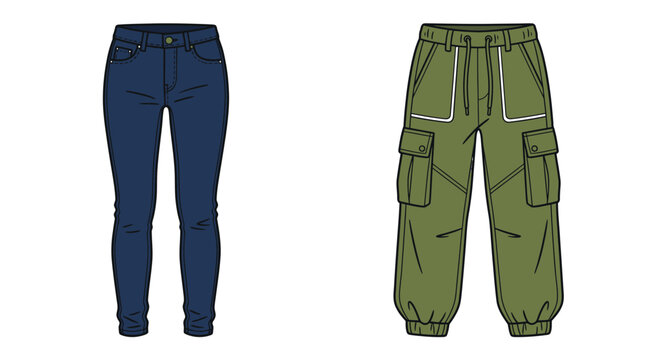 Blue Jeans and Cargo Pants.