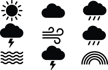 Obraz premium Sun changing cloud shapes from fluffy to rainy weather vector illustration Vector