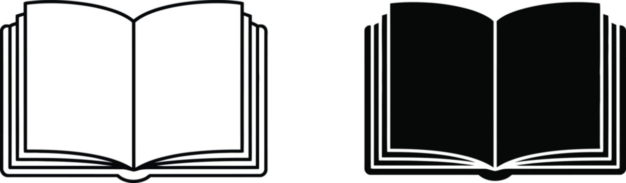 Open blank book with black pages on right side for writing or design Vector