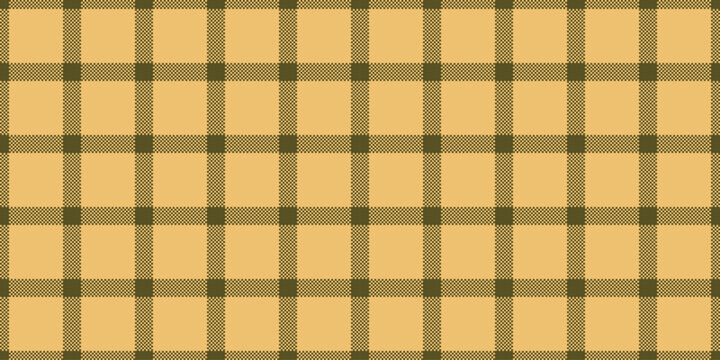 Seasonal textile background plaid, yuletide check vector pattern. Creative fabric seamless texture tartan in yellow and amber colors.