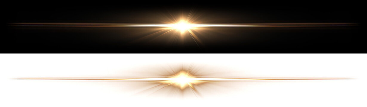 Lens flare dark bronze warm light bar with dual glowing stripes for vintage cinematic looks with transparent background.