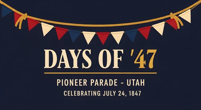 Pioneer Day Days of 47 Bunting Garland Parade Horizontal Banner for Utah July 24 Heritage Holiday Celebration