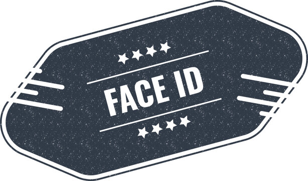 Modern face id button sticker for mobile device security and authentication service and digital privacy protection