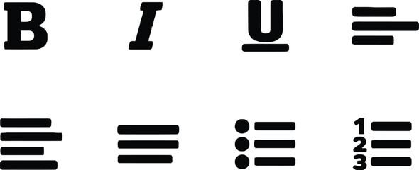 Capital letters b i u with underline and bold formatting styles for text editing Vector © MstSonia