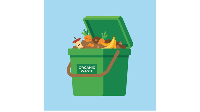 Compost Bin Filled with Kitchen Organic Waste