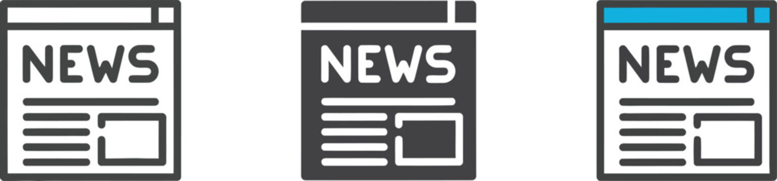 Three blank web browser windows showing news websites on computer screens Vector