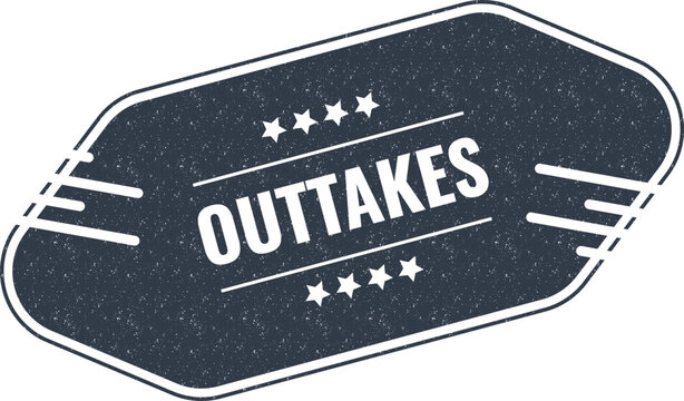 Outtakes vintage style badge sign with four stars for film production and creative content creation