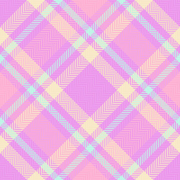 Plain pattern plaid texture, poncho background check tartan. Irish fabric textile vector seamless in purple and light colors.