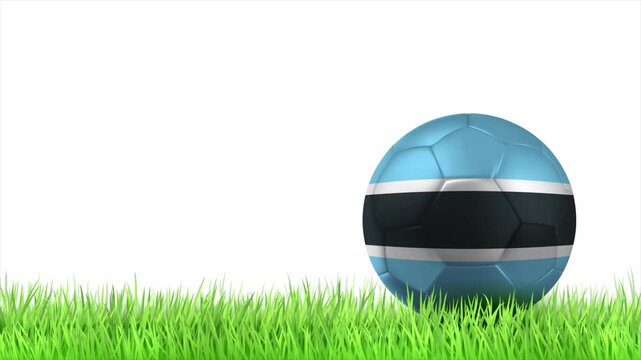 BOTSWANA Flag Soccer Ball Rolling on Green Grass Animation with Copy Space
