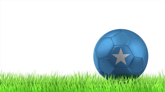 SOMALIA Flag Soccer Ball Rolling on Green Grass Animation with Copy Space