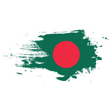 Bangladesh Flag Brushstroke with Grunge Effect Vector Illustration Artistic National Symbol Design