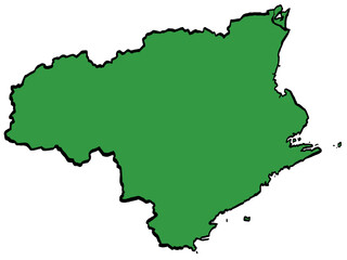 Fototapeta premium 徳島県地図 四国 緑色 筆タッチ 和風 西日本 / A brushstroke map of Tokushima Prefecture / green