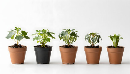 Fototapeta premium Five Potted Plant Growth Stages