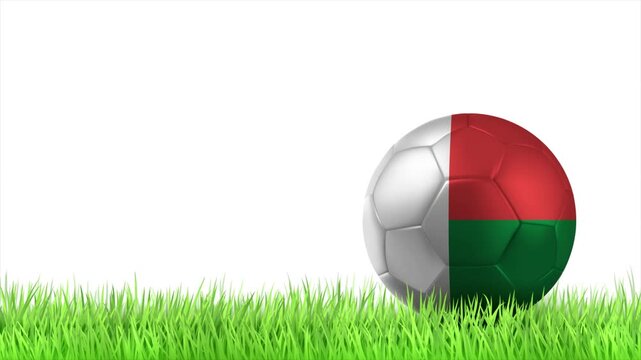 MADAGASCAR Flag Soccer Ball Rolling on Green Grass Animation with Copy Space