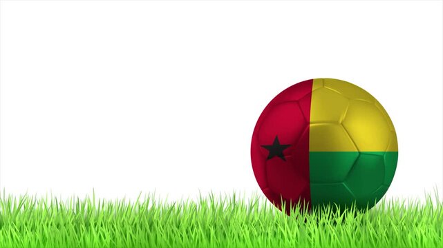 Guinea-Bissau Flag Soccer Ball Rolling on Green Grass Animation with Copy Space