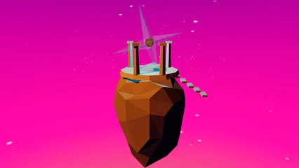 Fototapeten Pink Celestial Wind Sanctum Floating Temple Fantasy Landscape   © Clever