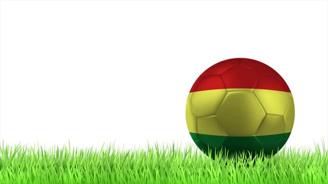 BOLIVIA Flag Soccer Ball Rolling on Green Grass Animation with Copy Space