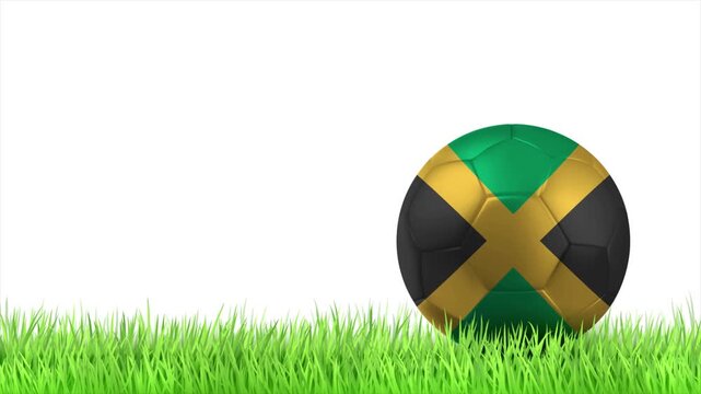 JAMAICA Flag Soccer Ball Rolling on Green Grass Animation with Copy Space
