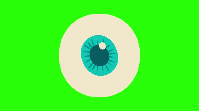 Hand Drawn Cartoon Iris Abrupt Eye Movement Green Screen Animation