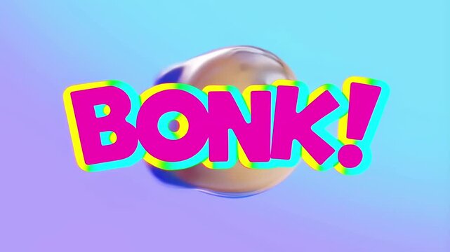 Chibi vtuber style character getting bonked in slow motion with colorful bonk text and shake effect no black bars dynamic animation