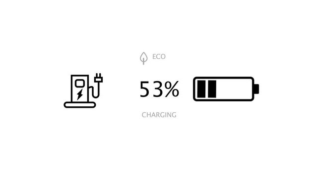 Electric vehicle station charging battery from zero to 100 percent