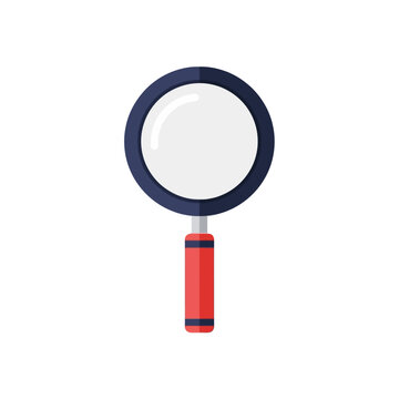 Magnifying glass with red handle.